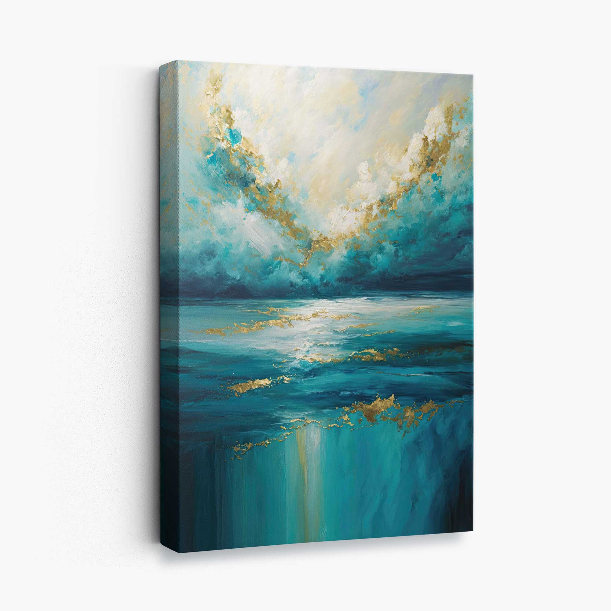 Ocean Painting with Gold Effect Canvas Print No 3 | Artze Wall Art UK