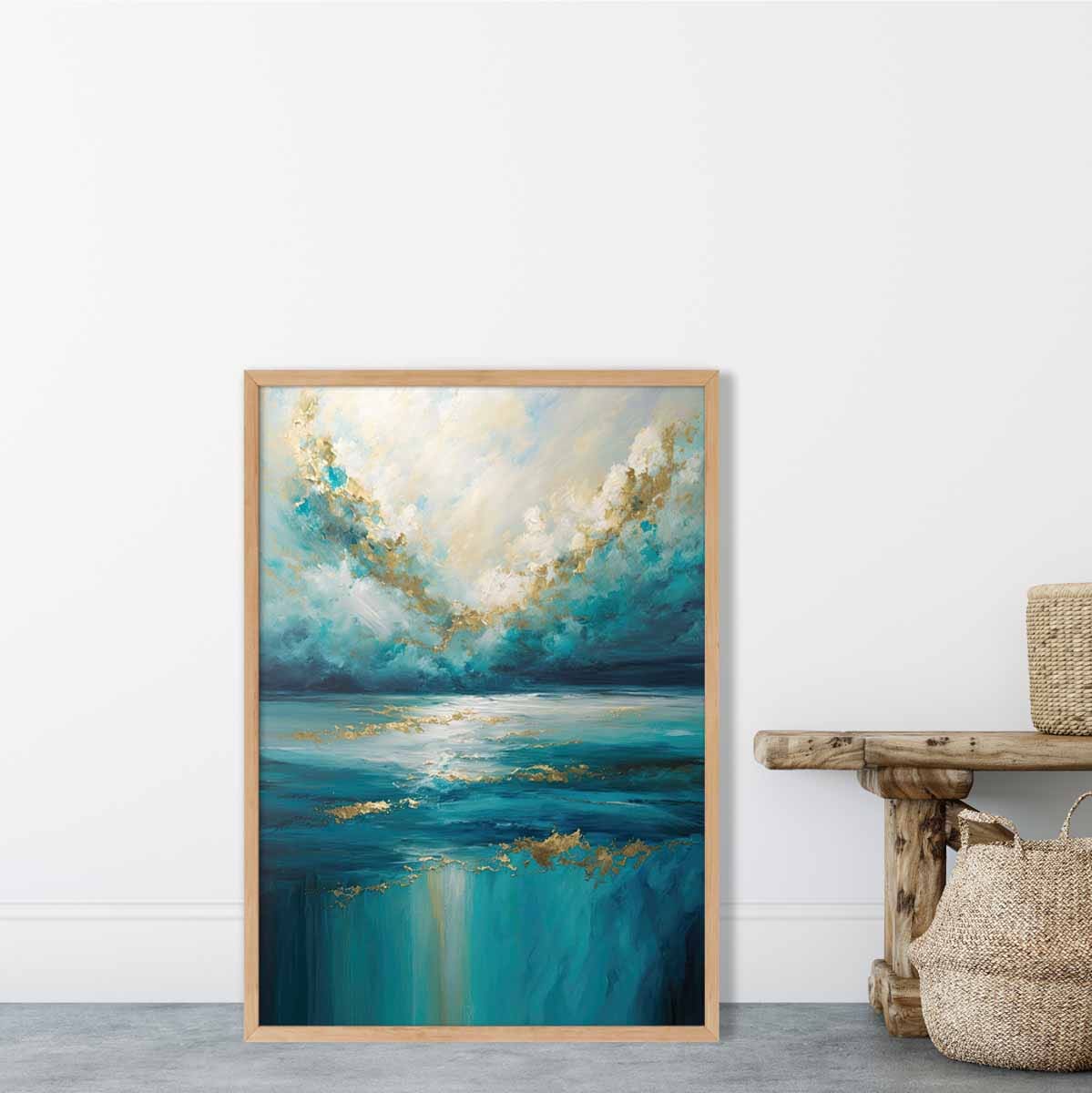Ocean Painting with Gold Effect Art Print No 3