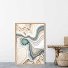Abstract Contemporary Art Print in Beige and Blue No 1