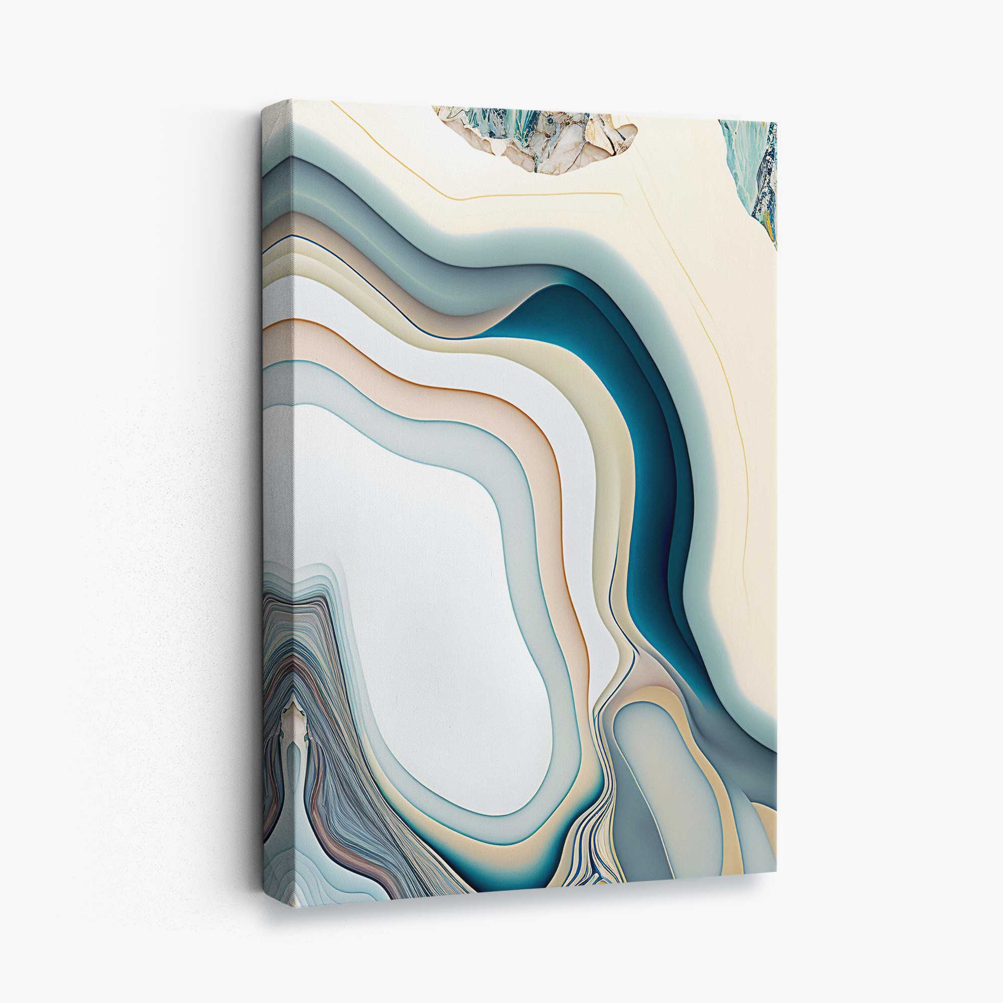 Abstract Contemporary Canvas Print in Beige and Blue No 2 | Artze Wall Art UK