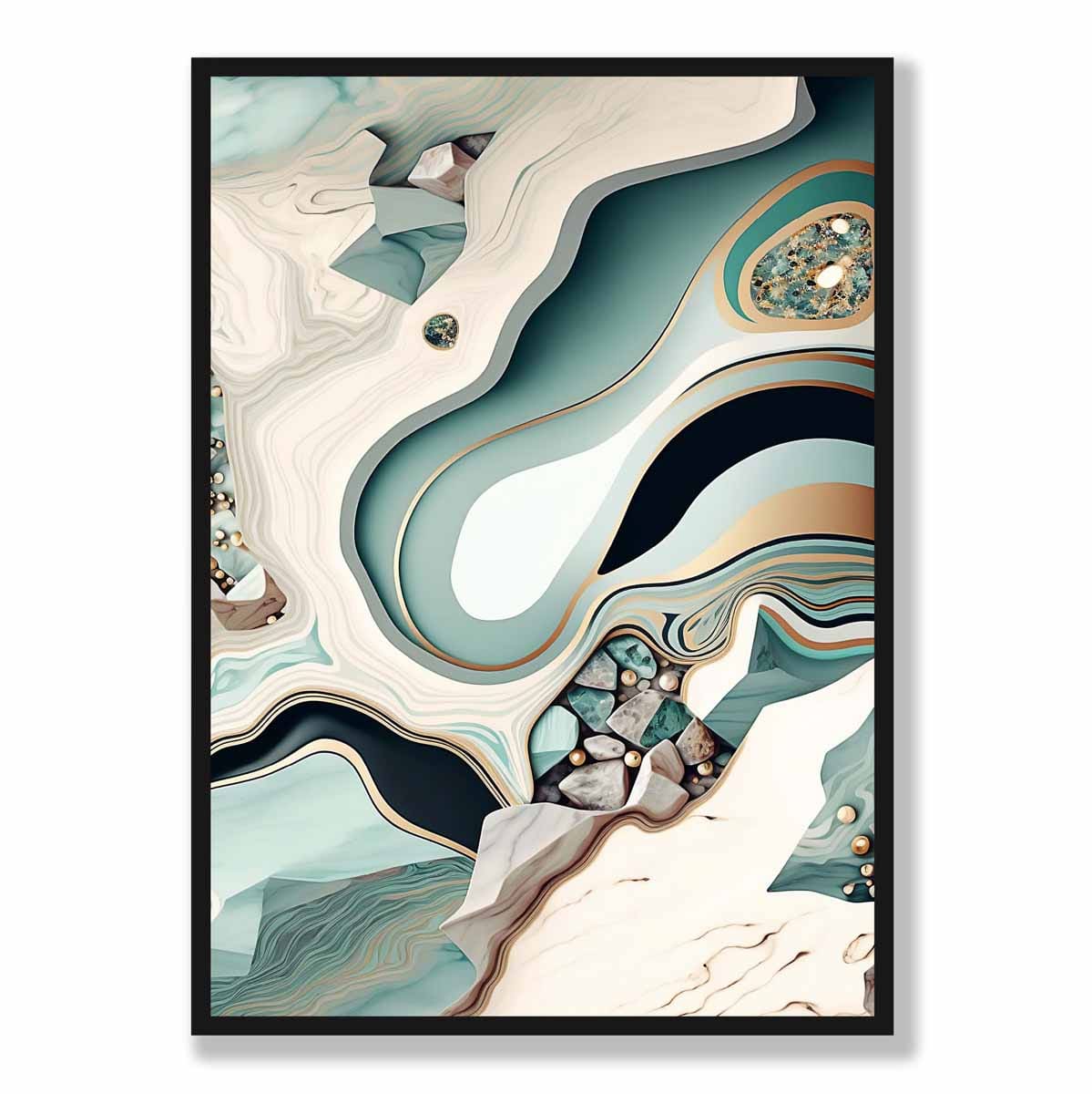 Abstract Contemporary Poster in Beige and Green No 3