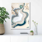 Abstract Contemporary Art Print in Beige and Blue No 3