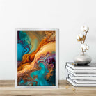 Abstract Fluid Art Prints in Blue and Orange No 1