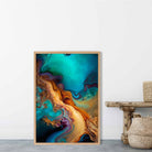 Abstract Fluid Art Prints in Blue and Orange No 2