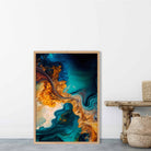 Abstract Fluid Art Prints in Blue and Orange No 5