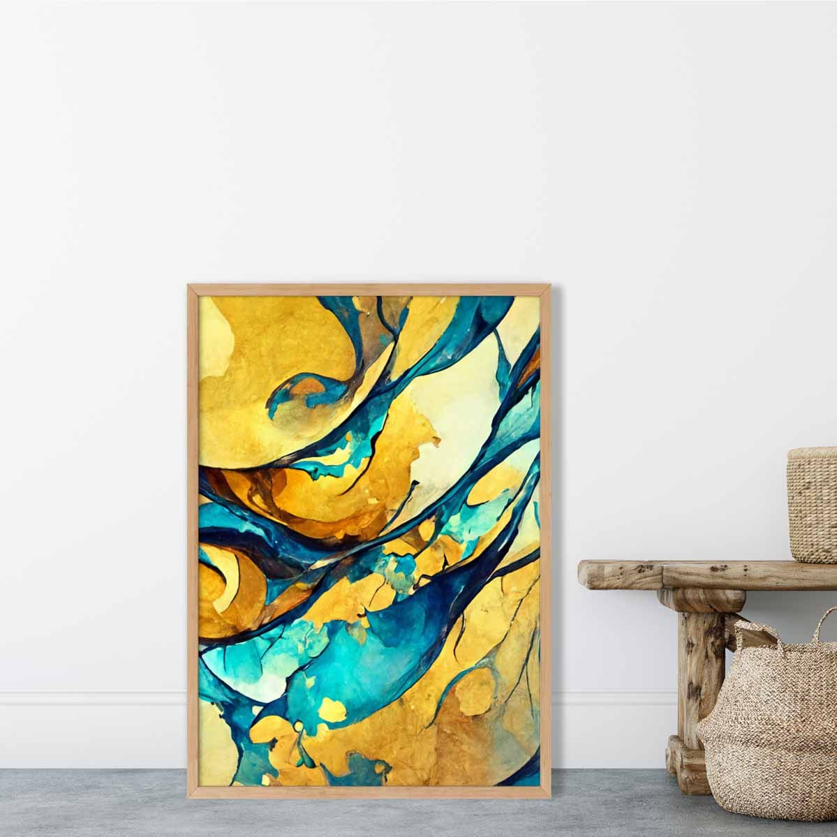 Abstract Art Print in Yellow and Blue No 1