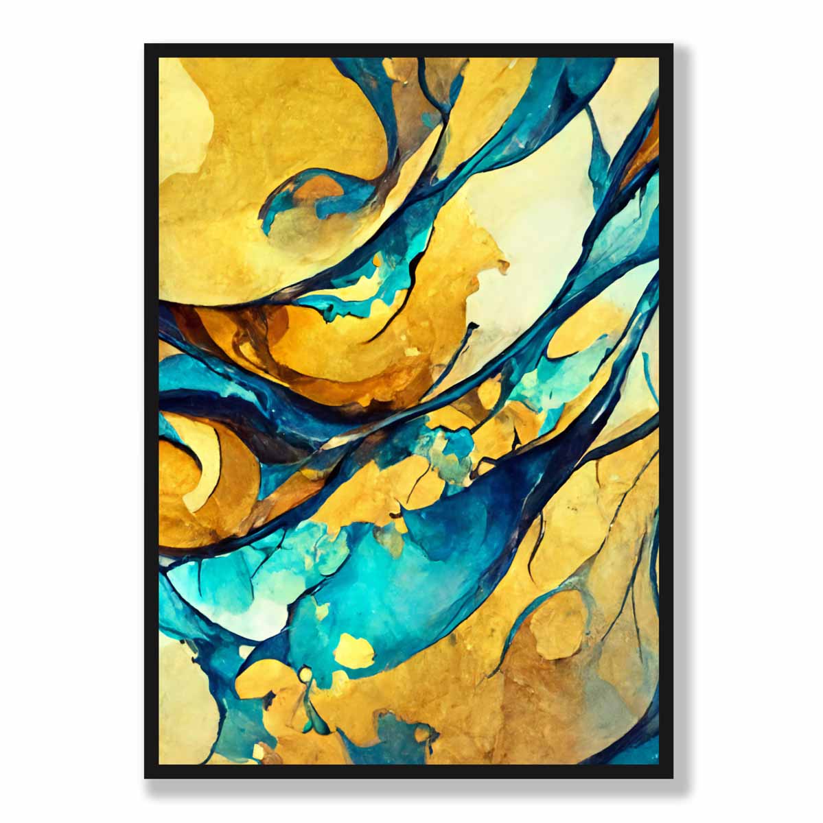 Abstract Art Print in Yellow and Blue No 1