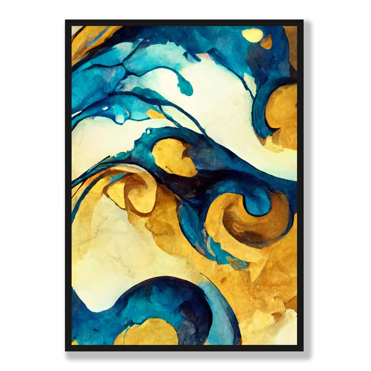 Abstract Art Print in Yellow and Blue No 2
