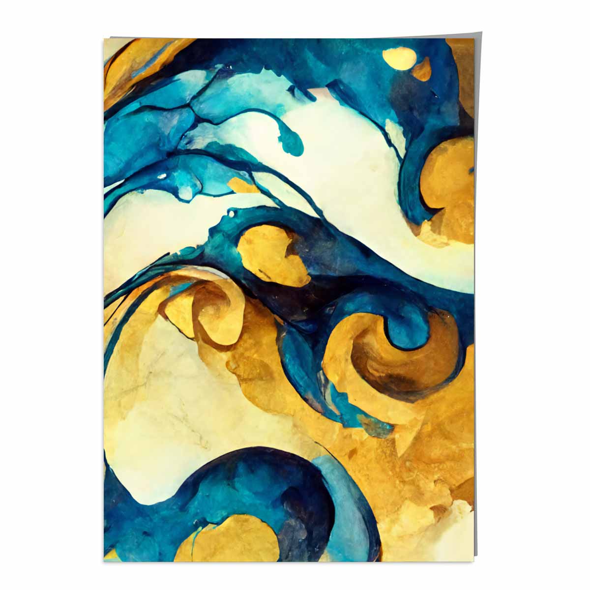 Abstract Art Print in Yellow and Blue No 2