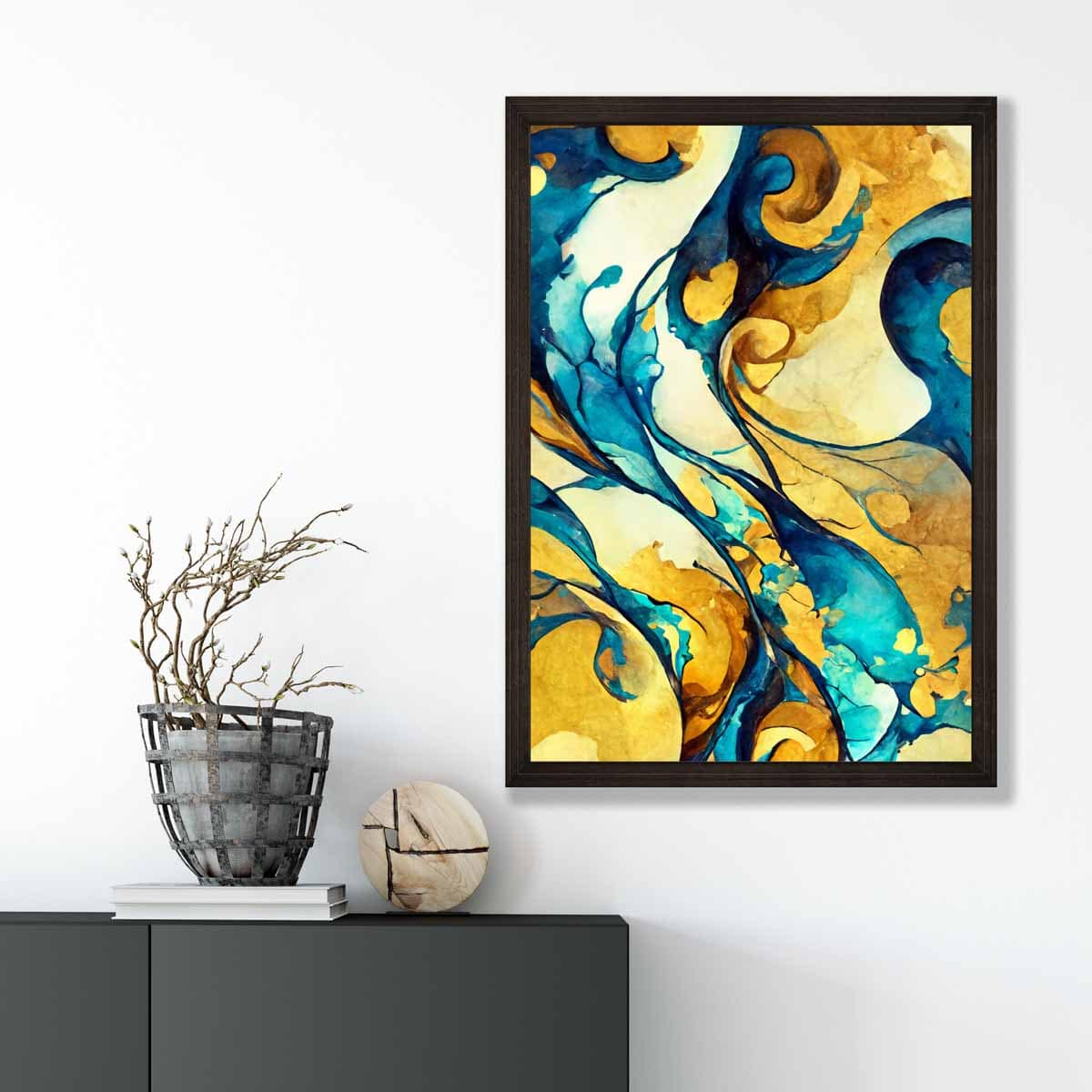 Abstract Art Print in Yellow and Blue No 3