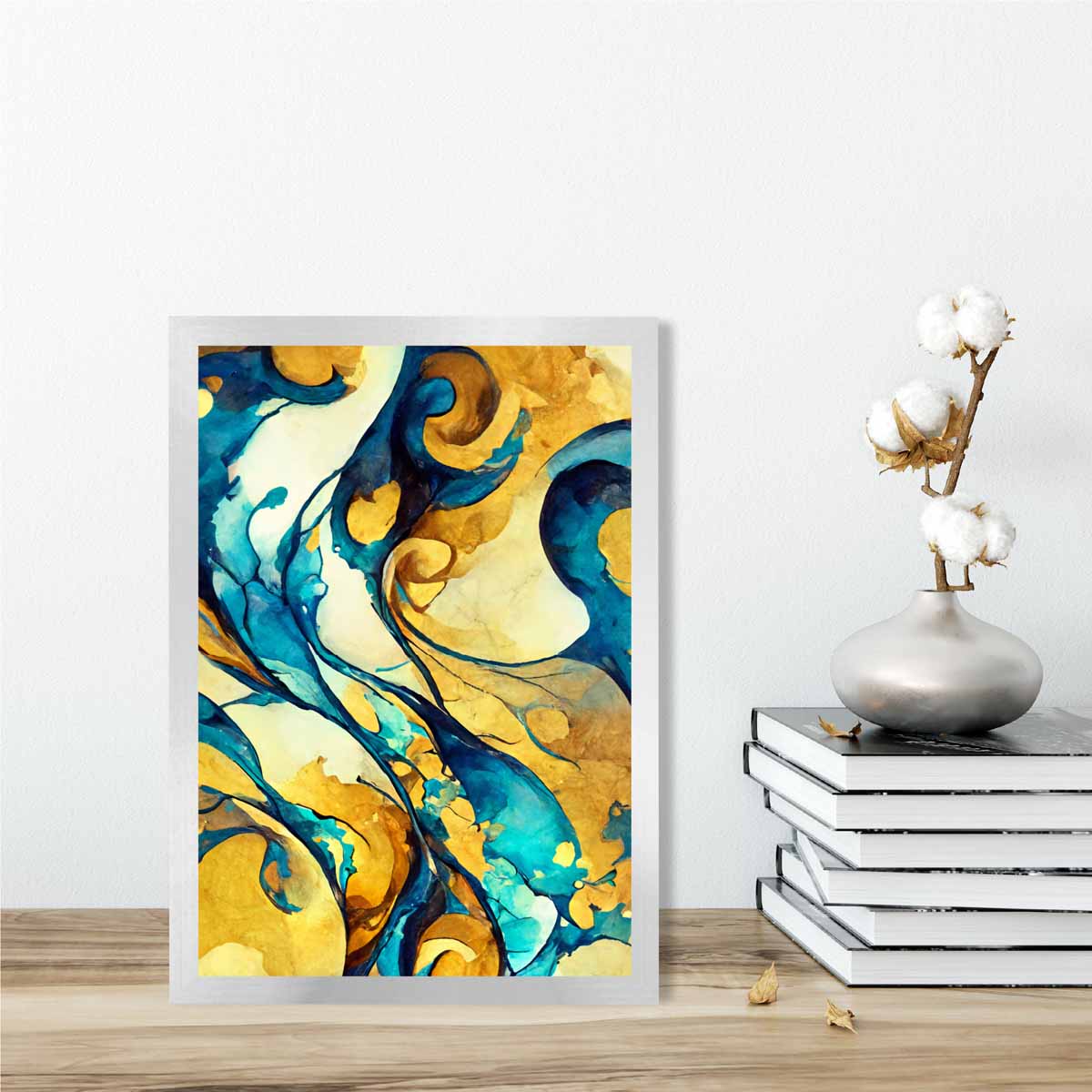Abstract Art Print in Yellow and Blue No 3