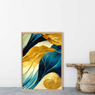 Abstract Art Print in Yellow Beige and Blue No 2