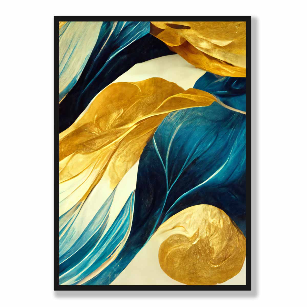 Abstract Art Print in Yellow Beige and Blue No 2