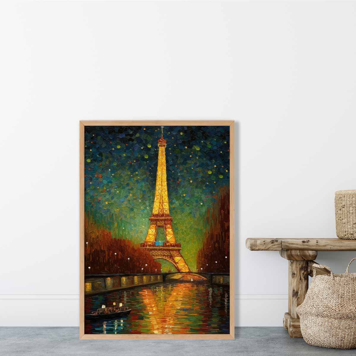 Colourful Painting Art Print of Paris at Night