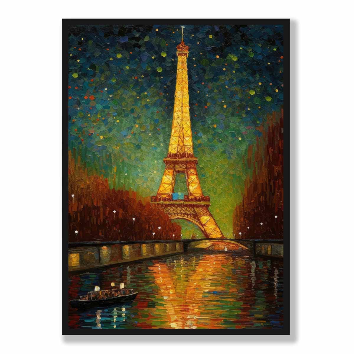 Colourful Painting Art Print of Paris at Night