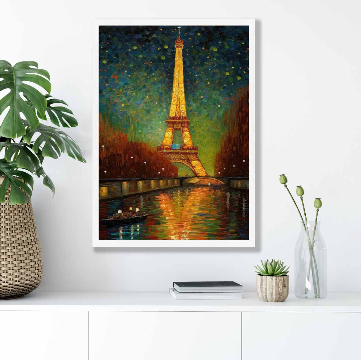 Colourful Painting Art Print of Paris at Night
