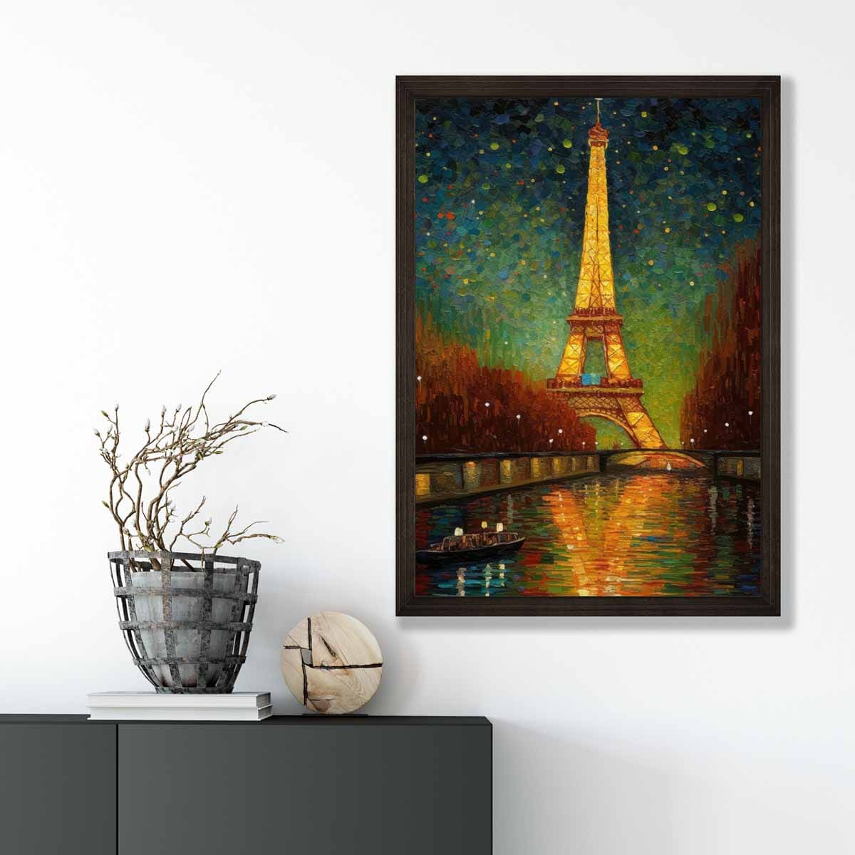 Colourful Painting Art Print of Paris at Night