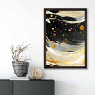 Abstract Fluid Art Print Grey Beige and Gold No 1