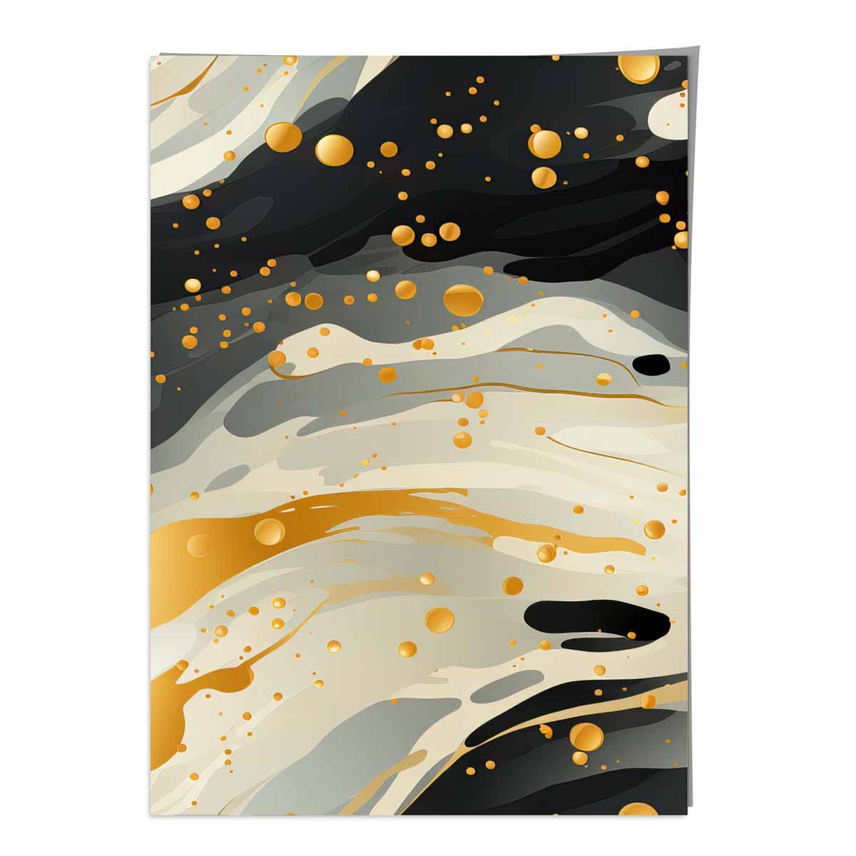 Abstract Fluid Art Print Grey Beige and Gold No 2