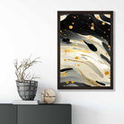 Abstract Fluid Art Print Grey Beige and Gold No 3