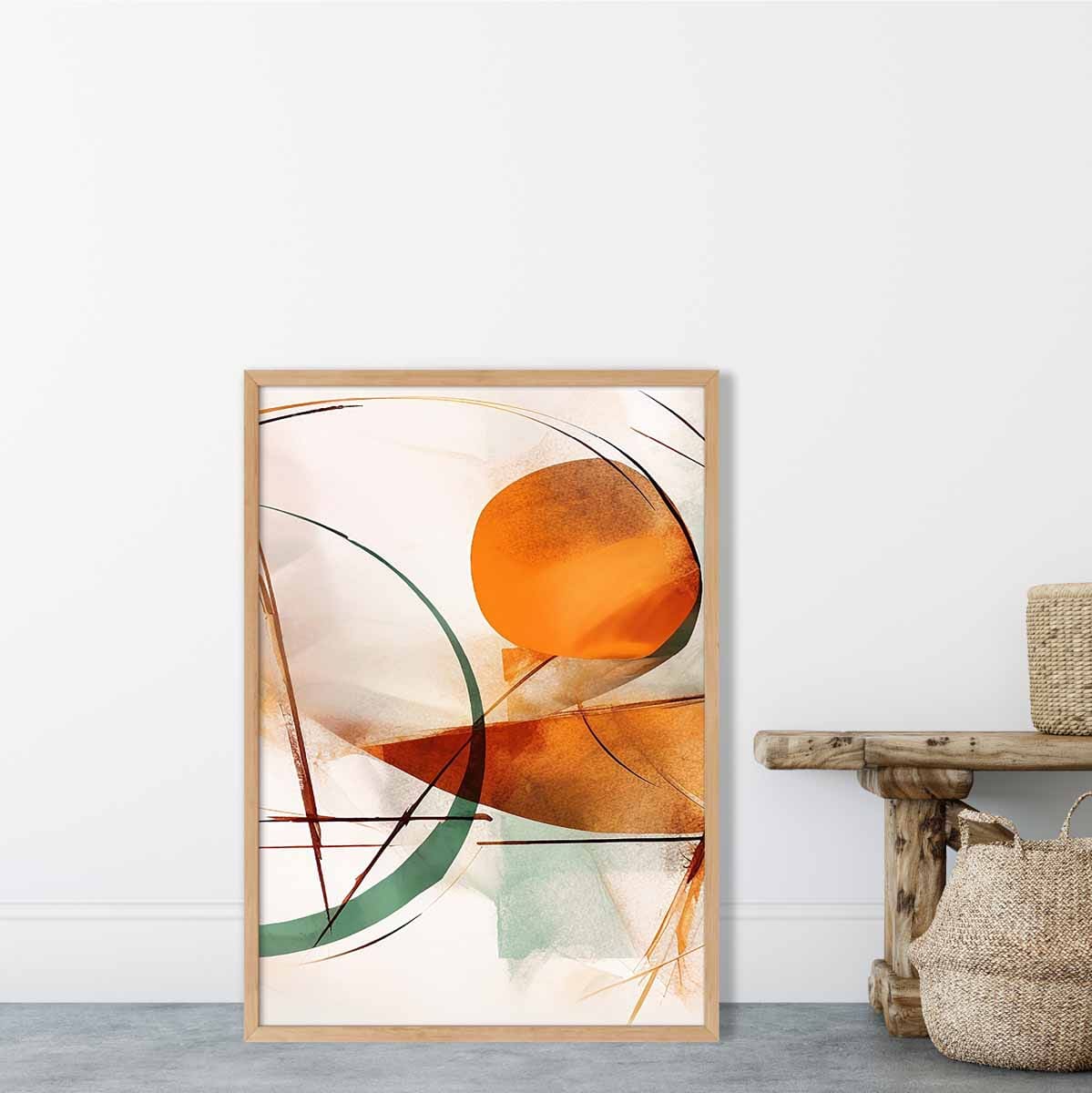 Abstract Shapes Art Print Green and Orange No 2
