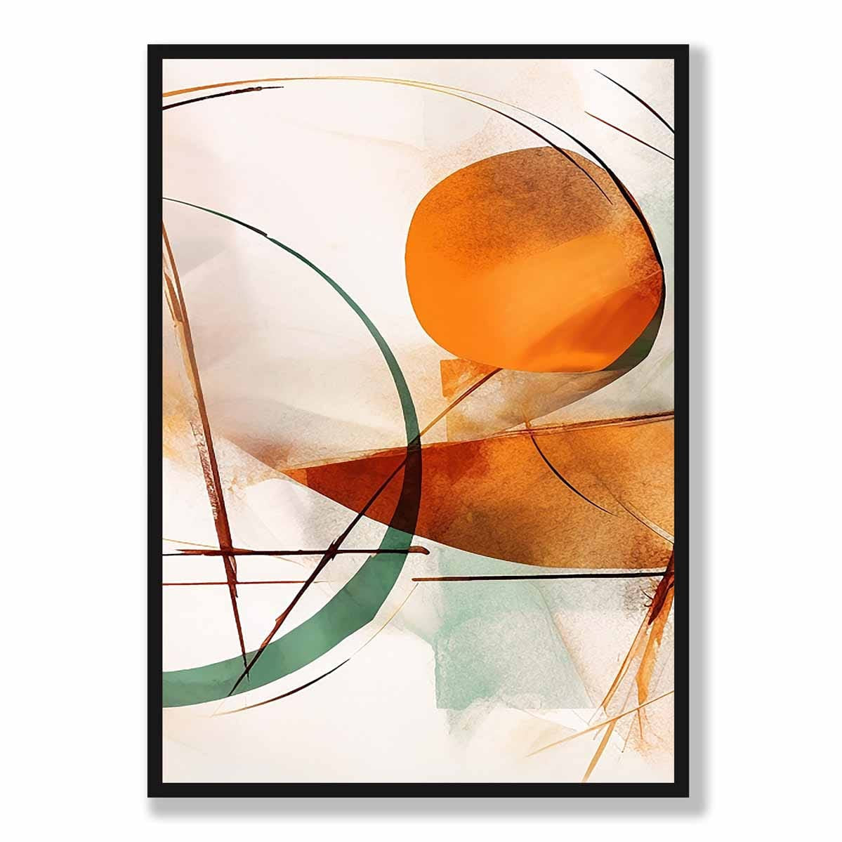 Abstract Shapes Art Print Green and Orange No 2