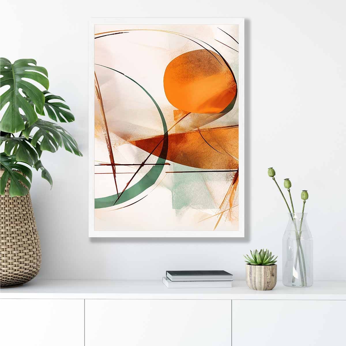 Abstract Shapes Art Print Green and Orange No 2
