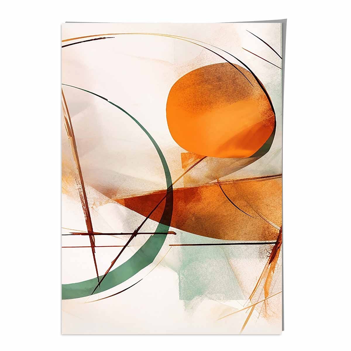 Abstract Shapes Art Print Green and Orange No 2
