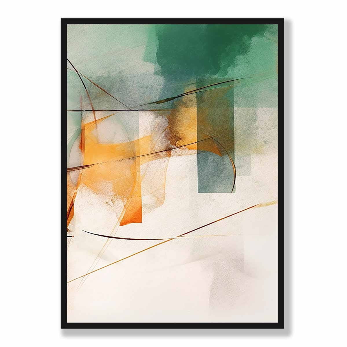 Abstract Shapes Art Print Green and Orange No 3