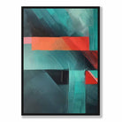 Painting of Abstract Shapes Art Print Teal and Red No 2