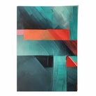 Painting of Abstract Shapes Art Print Teal and Red No 2