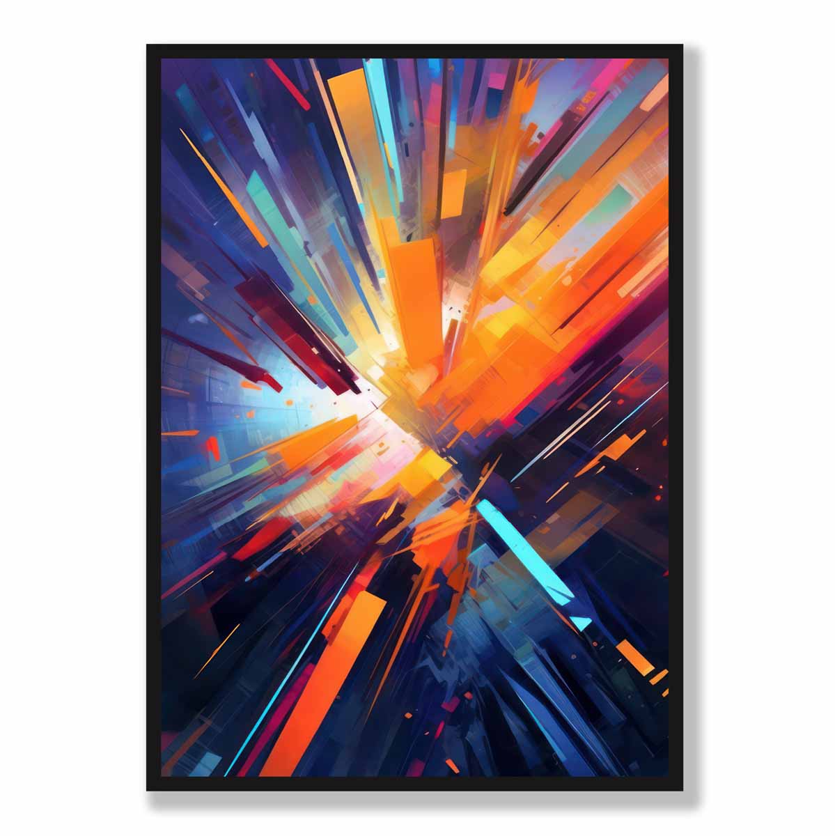Colourful Abstract Shapes Art Print Blue Orange and Red No 1