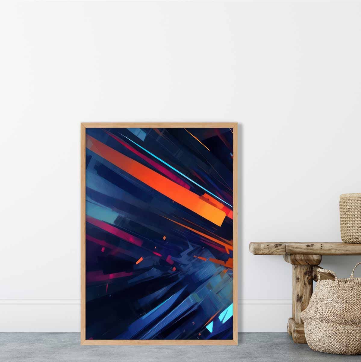 Abstract Shapes Art Print Blue Orange and Red No 2