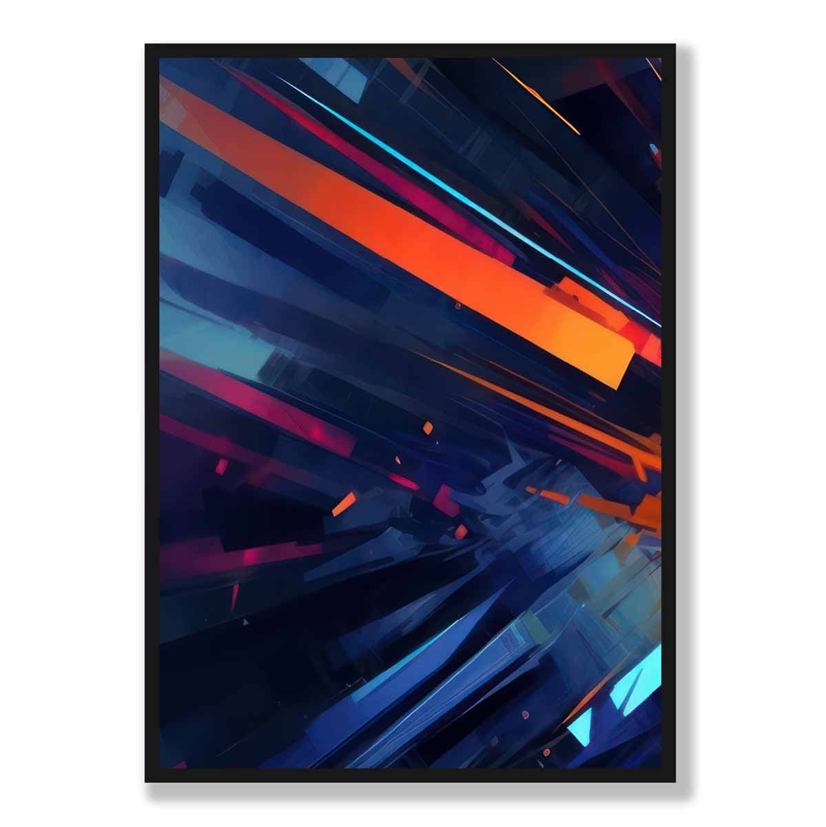 Abstract Shapes Art Print Blue Orange and Red No 2