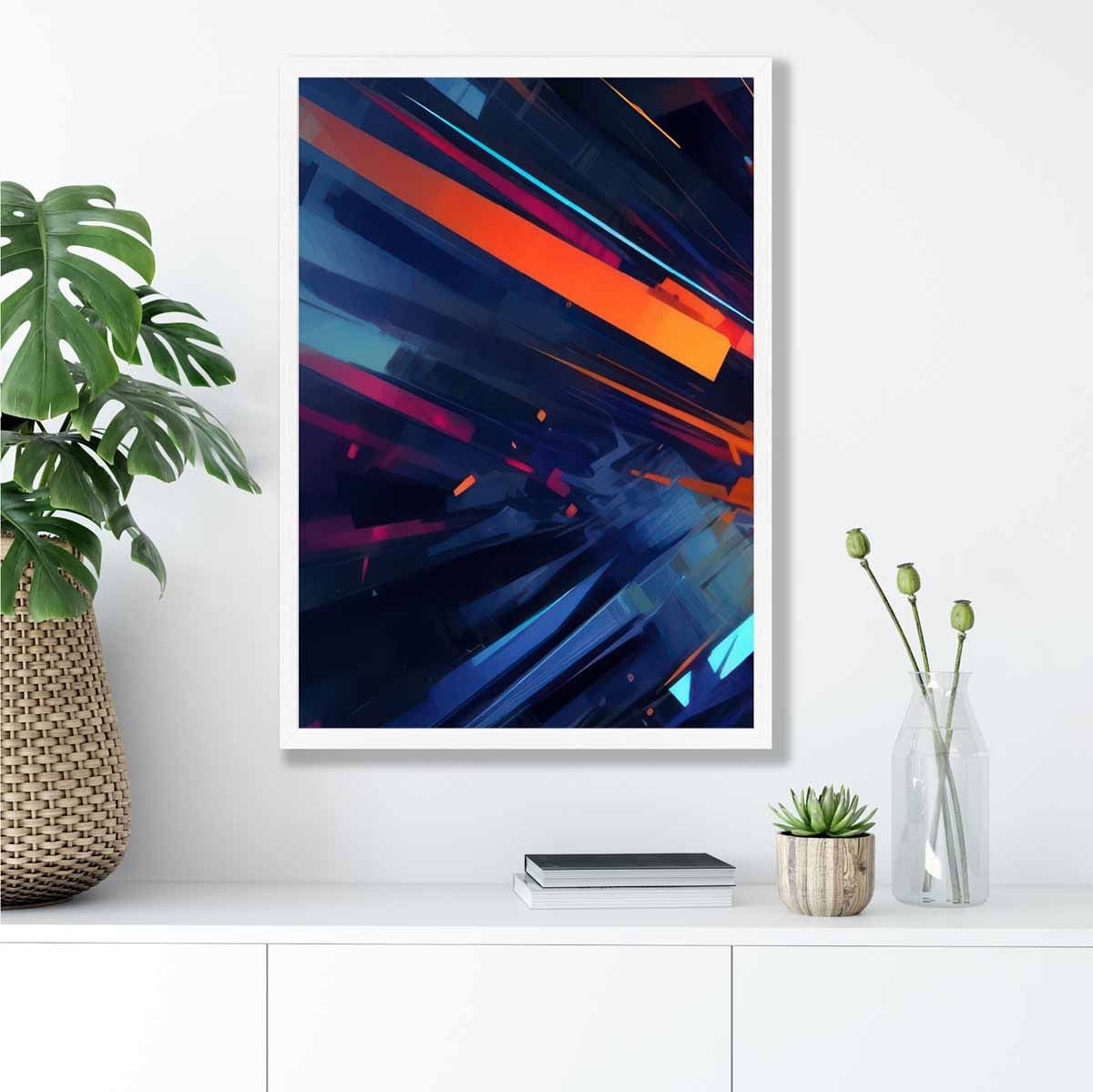 Abstract Shapes Art Print Blue Orange and Red No 2