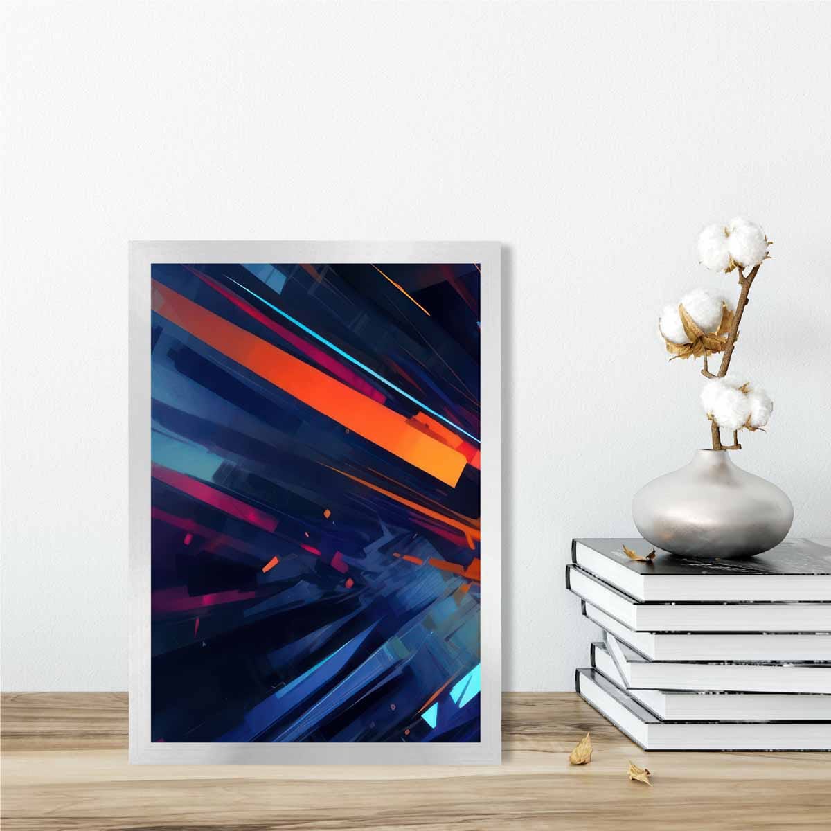 Abstract Shapes Art Print Blue Orange and Red No 2