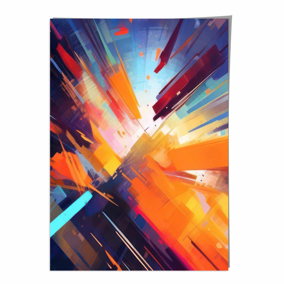Abstract Shapes Art Print Blue Orange and Red No 3