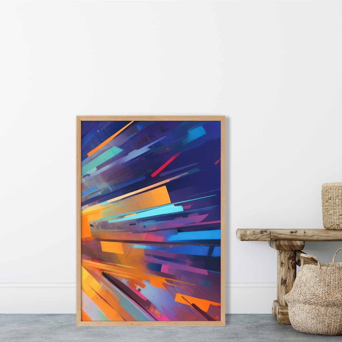 Abstract Shapes Art Print Blue Orange and Red No 4