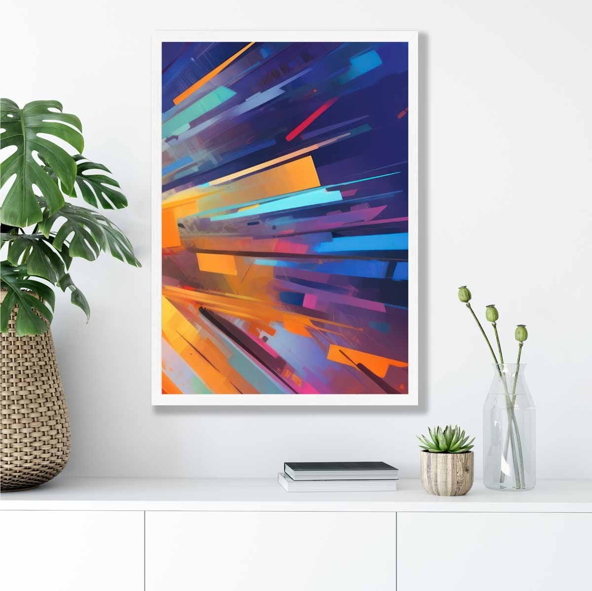 Abstract Shapes Art Print Blue Orange and Red No 4