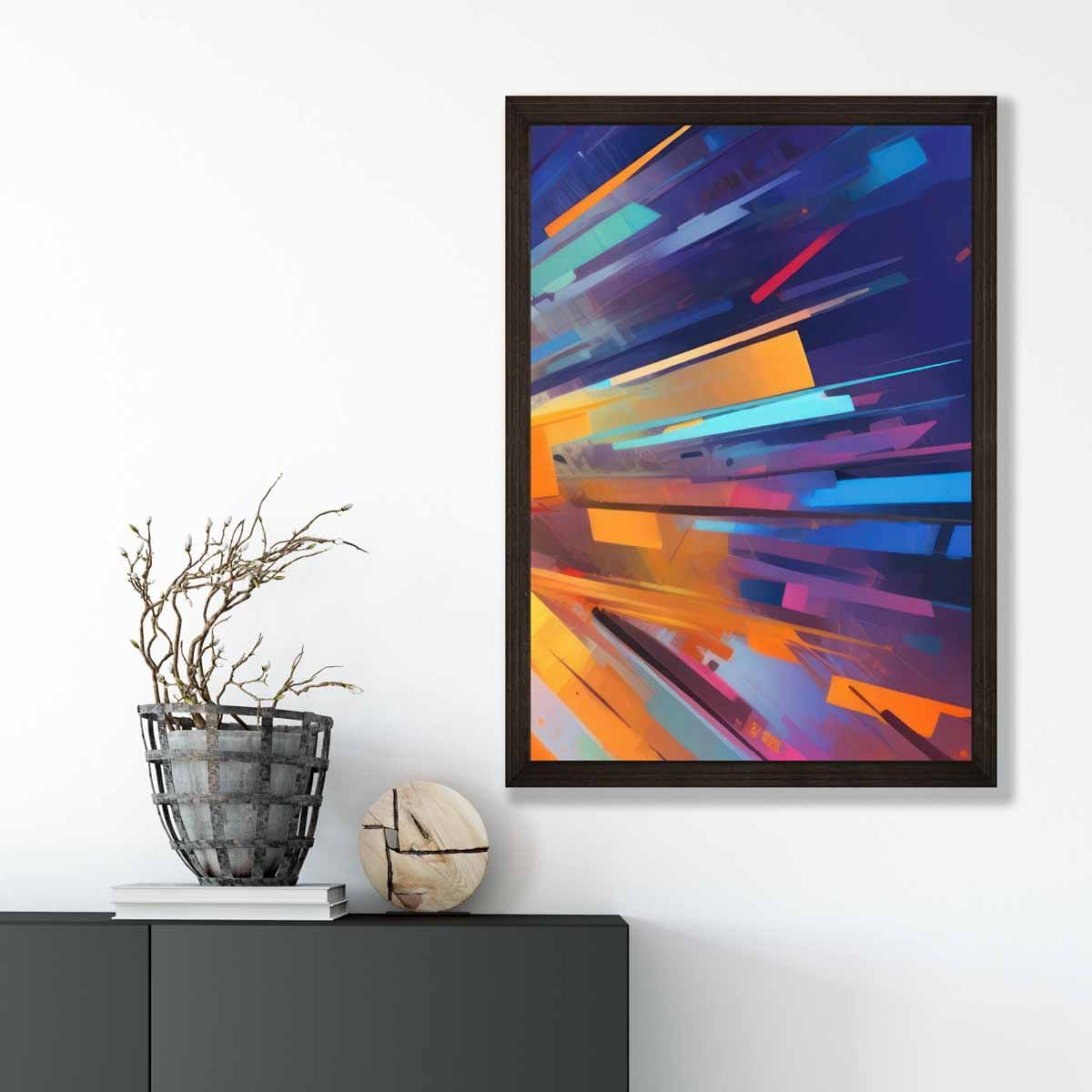 Abstract Shapes Art Print Blue Orange and Red No 4
