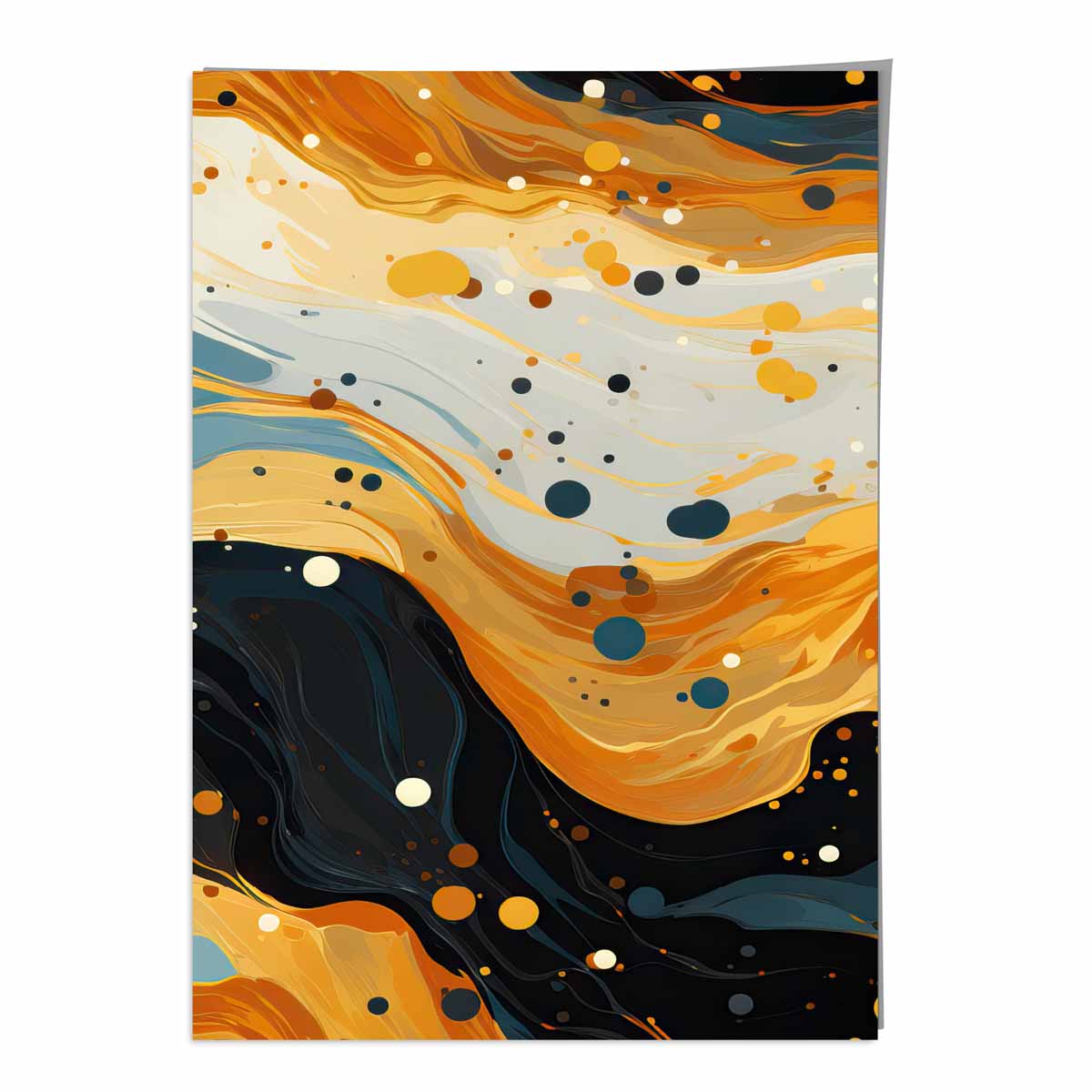 Abstract Painting Fluid Art Print Blue Orange and Beige No 3