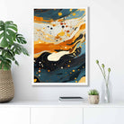Abstract Painting Fluid Art Print Blue Orange and Beige No 4