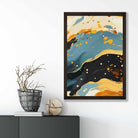Abstract Painting Fluid Art Print Blue Orange and Beige No 5