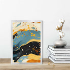 Abstract Painting Fluid Art Print Blue Orange and Beige No 5
