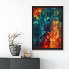 Abstract Geometric Shapes Art Print Blue Orange and Red No 1