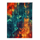 Abstract Geometric Shapes Art Print Blue Orange and Red No 2