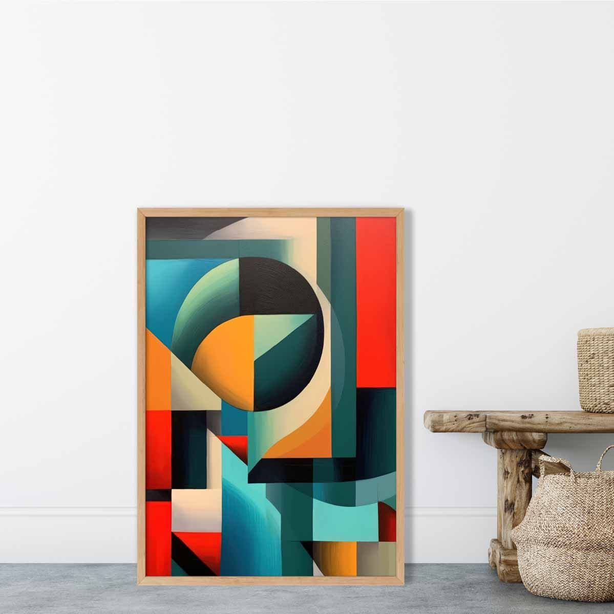 Abstract Colourful Shapes Art Print Blue Red Orange No 1