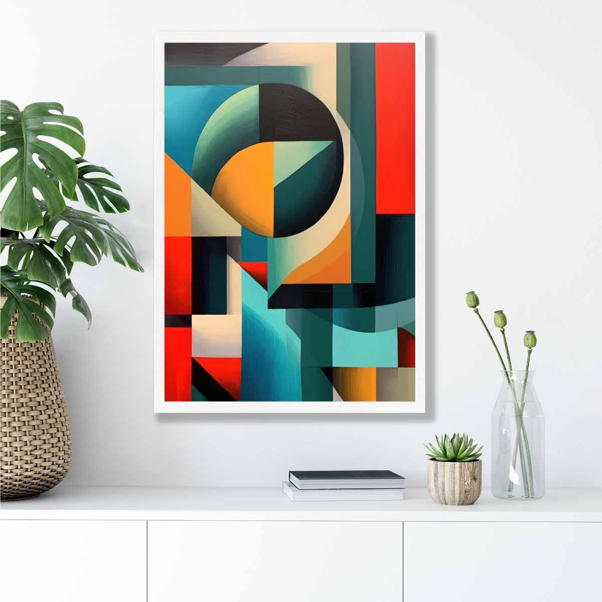 Abstract Colourful Shapes Art Print Blue Red Orange No 1