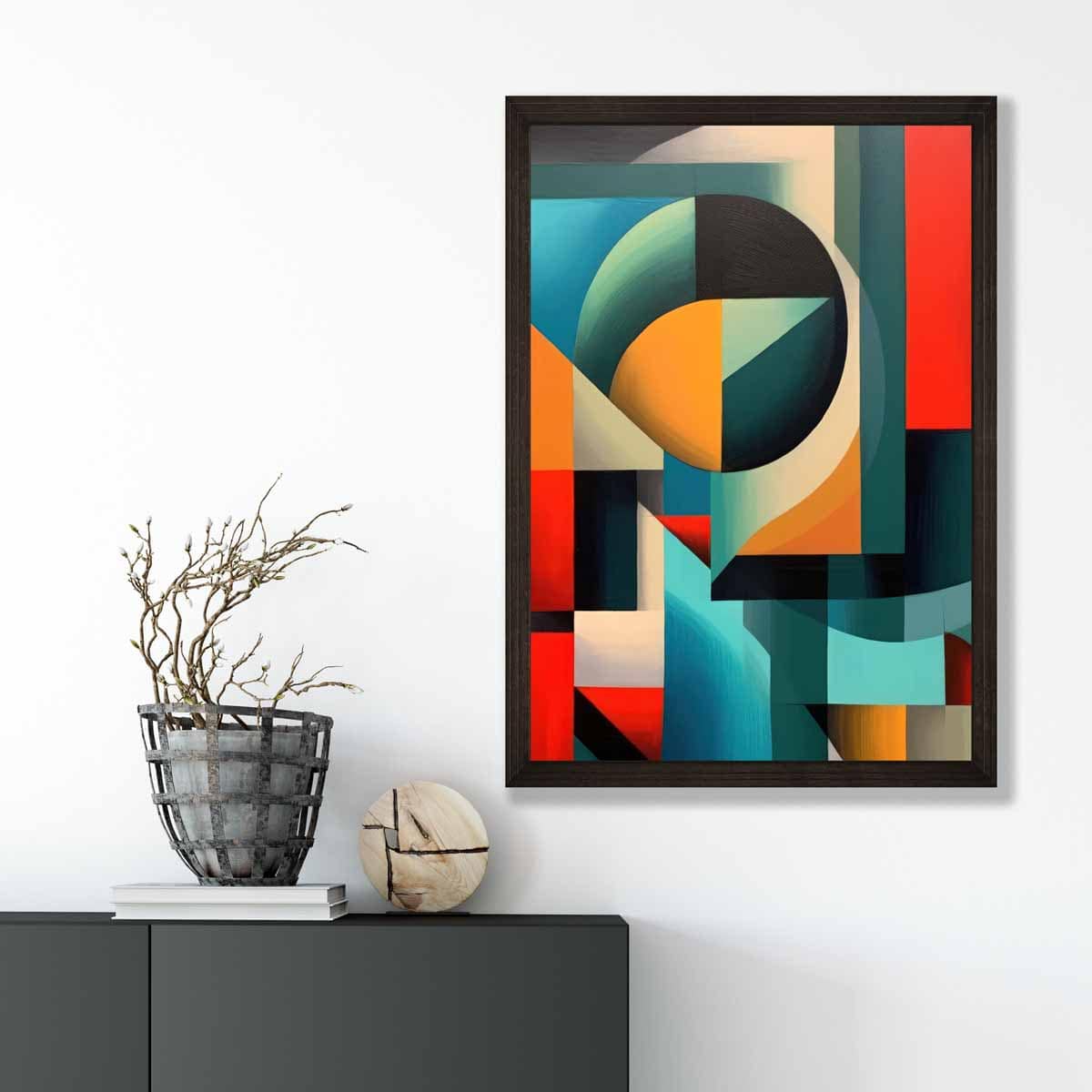 Abstract Colourful Shapes Art Print Blue Red Orange No 1