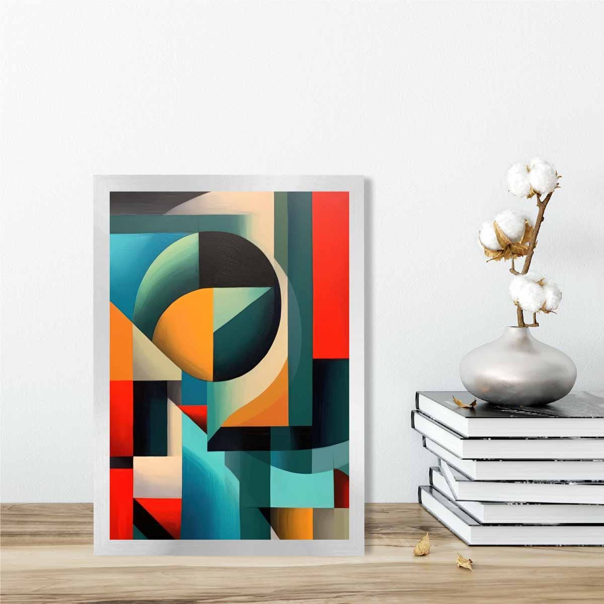 Abstract Colourful Shapes Art Print Blue Red Orange No 1